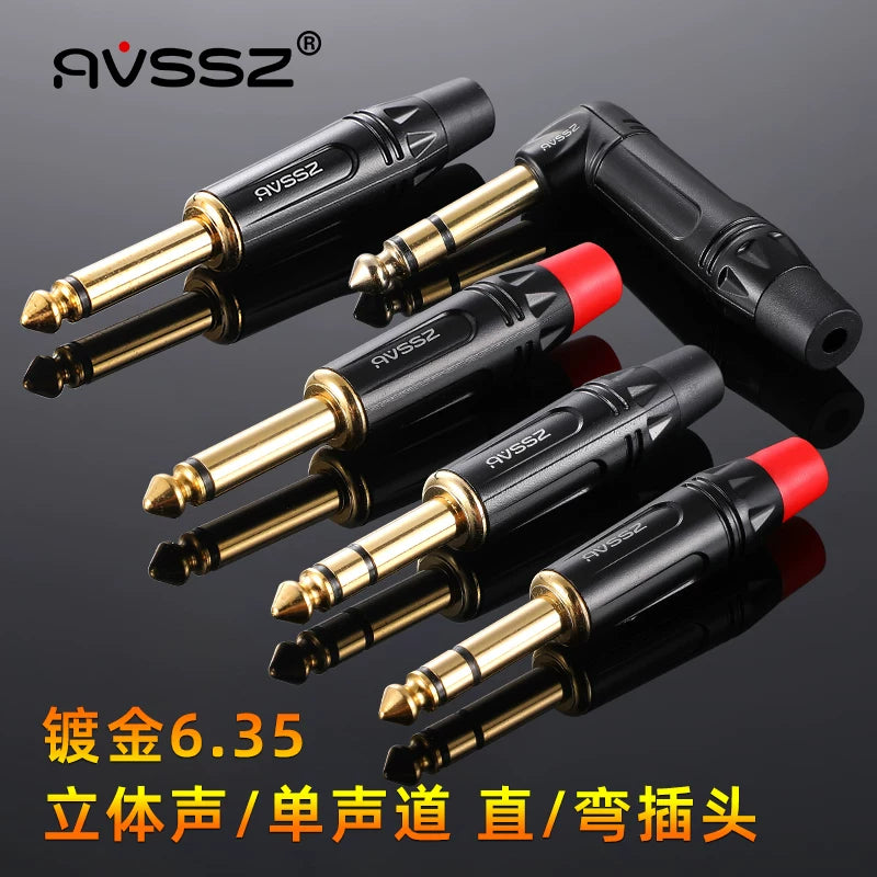 AIVISION Gold-Plated 6.35mm Mono Audio Jack for Guitar & Instrument Amplifiers