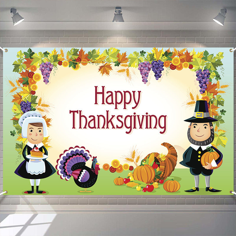Thanksgiving Autumn Leaves Large Backdrop Flag for Living Room Decor