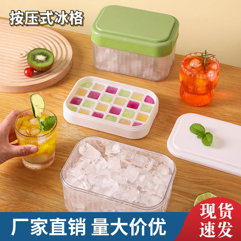 Large Capacity Ice Cube Tray with Lid and Storage Bin, Food-Grade Ice Maker Mold for Freezer, Household Ice Box