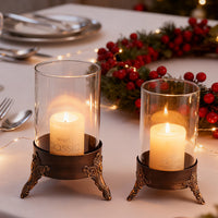 European Style Scented Candle Holder with Glass Tray for Christmas Dinner Decoration