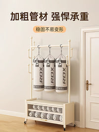 Mobile Garment Rack with Storage Cabinet and Hooks, Heavy-Duty Clothes Organizer for Bedroom Living Room Balcony
