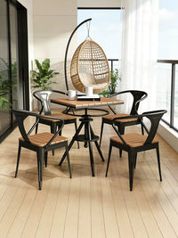 Modern Minimalist Iron Art Wood Composite Balcony Cafe Outdoor Table and Chair Set