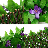 Expandable Artificial Fence with Greenery and Flowers for Garden Decoration