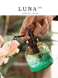 LUNA Retro Embossed Glass Plant Mister Spray Bottle for Indoor Gardening