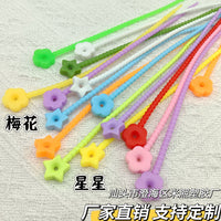 20cm Silicone Flower Star Cable Ties for Dolls, Lanyards, Apparel, Bags, and Felt Ornaments