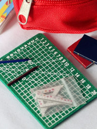 Miniature Dollhouse Study Supplies Set - Cutting Mat, Rulers, Caliper for OB11 Dolls