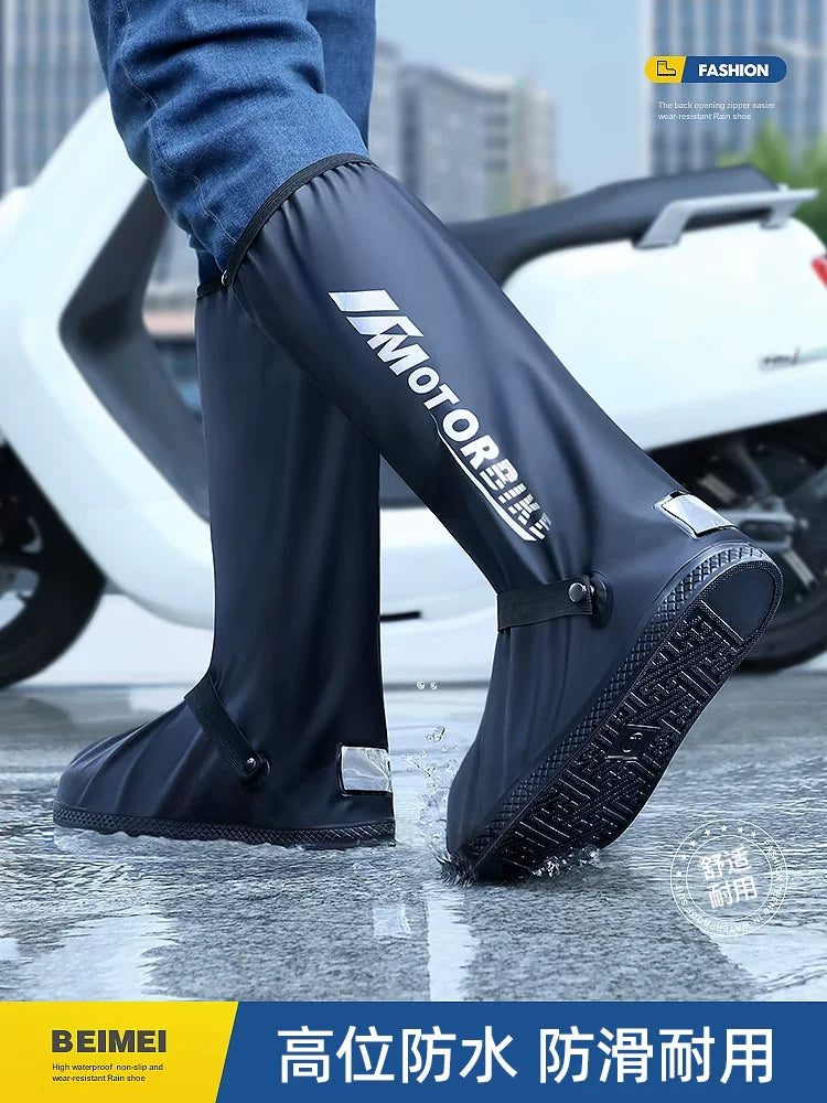 Reusable Waterproof Non-Slip Rain Shoe Covers for Men - Thickened Wear-Resistant Boot Protectors for Outdoor Delivery