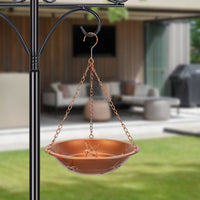 Decorative Iron Bird Feeder & Bath for Garden, Hanging Hummingbird Feeder with Multi-functional Design