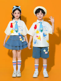 Kids' Cheerleader Dance Costume Set for School Performances & Sports Events