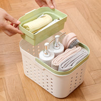 Portable Shower Caddy Basket with Drainage Holes for Bathroom Dormitory Toiletries Storage