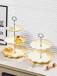 Luxury Wavy Multi-tier Fruit and Dessert Stand for Living Room Coffee Table