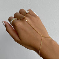 Fashion INS Style Finger Chain Bracelet with Small Round Disc Stainless Steel Jewelry for Women