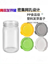 Mason Jar Sprouting Kit for Hydroponic Broccoli Alfalfa Sprouts, Thick Glass Seedling Bottle