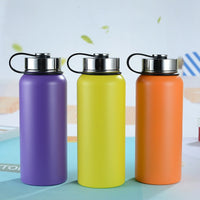 Stainless Steel Vacuum Insulated Water Bottle with Handle or Straw Lid, Large Capacity for Outdoor Sports and Travel