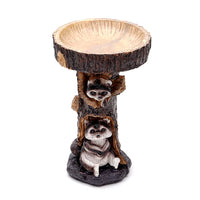 Resin Raccoon Bird Bath & Feeder for Garden & Patio