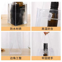 PVC Transparent Wine Bottle Cooler Bag with Handle for Champagne & Red Wine, Picnic & Gift