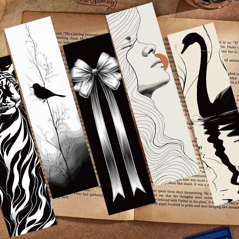 30 Pcs Minimalist Line Art Bookmarks Black and White Ins Style Reading Markers DIY Paper Clips