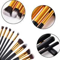 10-Piece Black Gold Portable Candy Color Fiber Makeup Brush Set