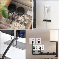 Self-Rolling Braided Cable Sleeve Organizer Kit with Adhesive Cable Clips and Reusable Fastening Ties for Home Office
