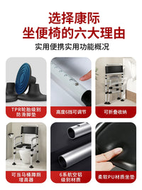 Foldable Commode Chair for Elderly, Disabled, Pregnant Women - Portable Toilet for Home Use