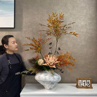 Artificial Nandina Flower Arrangement with Vase for Living Room Decor