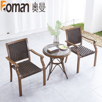 Nordic Outdoor Rattan Dining Set with Aluminum Tabletop for Patio Garden Balcony