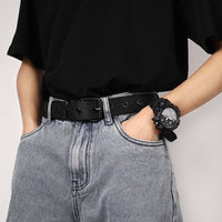 Men's Canvas Belt with Pin Buckle, Adjustable Casual Belt for Jeans and Uniform Wear