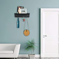 Wall Mounted Key Holder with Mail Organizer and 6 Hooks, Metal Key Rack with Tray for Office and Home