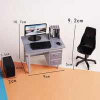 Dollhouse Miniature Office Desk & Computer Set Toy