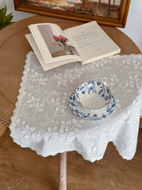 Embroidered Cotton Appliance Dust Cover with Lace Trim