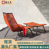 Nordic Outdoor Patio Lounge Chair Sofa and Coffee Table Set, Woven Rattan Furniture for Balcony and Small Spaces