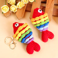 Handmade Crocheted Koi Fish Keychain Pendant, Cute Clownfish Doll Backpack Charm, Creative Knitted Gift