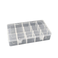 15-Grid Clear PP Storage Box with Removable Dividers for Small Parts, Screws, Electronic Components, and Hardware Tools