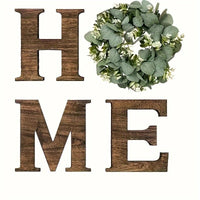 Wooden HOME Letter Wreath Wall Hanging for St. Patrick's Day Decor