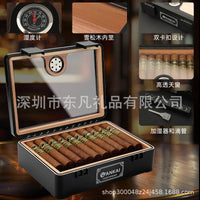Cigar Humidor Box, Spanish Cedar Wood, Large Capacity Storage, Wooden Cigar Case, Humidifier, Aging Box