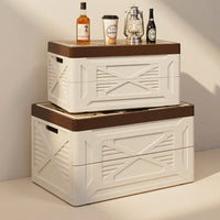 Foldable Storage Box with Lid and Handles for Camping, Car Trunk and Outdoor Organization