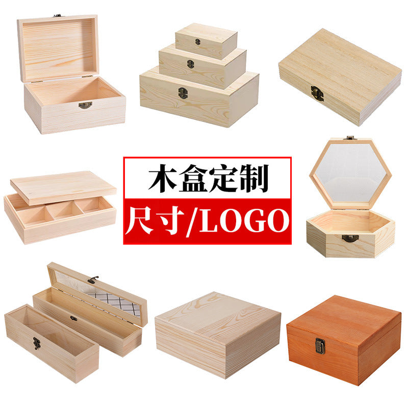 Wooden Jewelry Storage Box with Acrylic/Glass Lid for Desktop, Wedding Favors, and Gifts