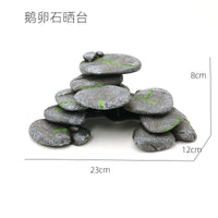 Resin Turtle Basking Platform with Hiding Cave - Simulated Pebble Design for Aquarium Decor