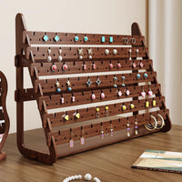 Wooden Jewelry Display Stand with Storage Box for Earrings, Necklaces, and Bracelets