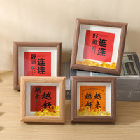 Mini Square Calligraphy Photo Frame with Stand, Auspicious Decor for New Home & Business Openings