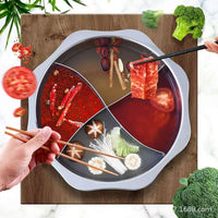 Extra Thick Stainless Steel Octagonal Hot Pot with Dividers for Induction Cooktops
