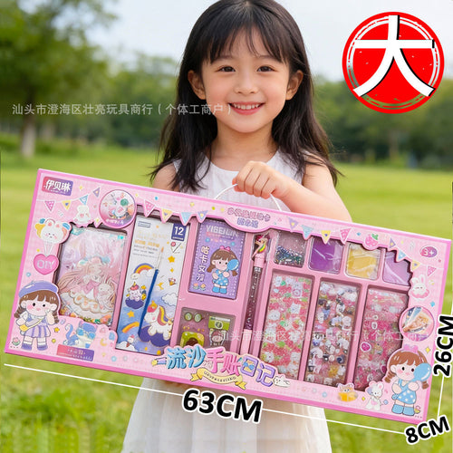 Girls' DIY Educational Craft Kit with Quicksand Glitter, Cream Glue, and Quiet Book Activities