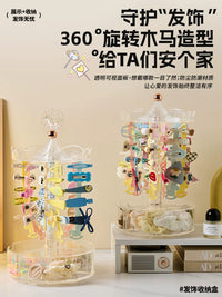 Clear Rotating Jewelry Organizer with Multiple Tiers for Desktop Storage, Hair Clips, and Accessories