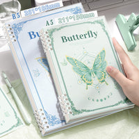 INS Style Butterfly Detachable Loose-Leaf Notebook for Girls, B5 Thickened Journal, A5/B5, 60 Sheets