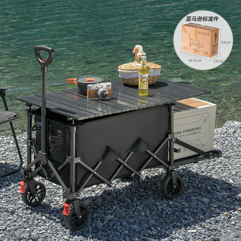 Foldable Outdoor Camping Wagon with All-Terrain Wheels, Portable Utility Cart for Beach, Garden, and Shopping