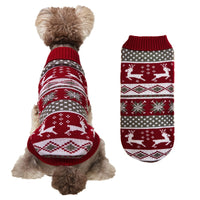 Christmas Reindeer Pet Sweater Knitted Snowflake Jacquard for Small Dogs & Cats