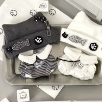 Punk Cat Outfit Set for 10cm/20cm Plush Dolls - Hat, Top & Necklace