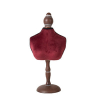 French Vintage Velvet Mannequin Jewelry Display Stand for Necklaces & Pendants