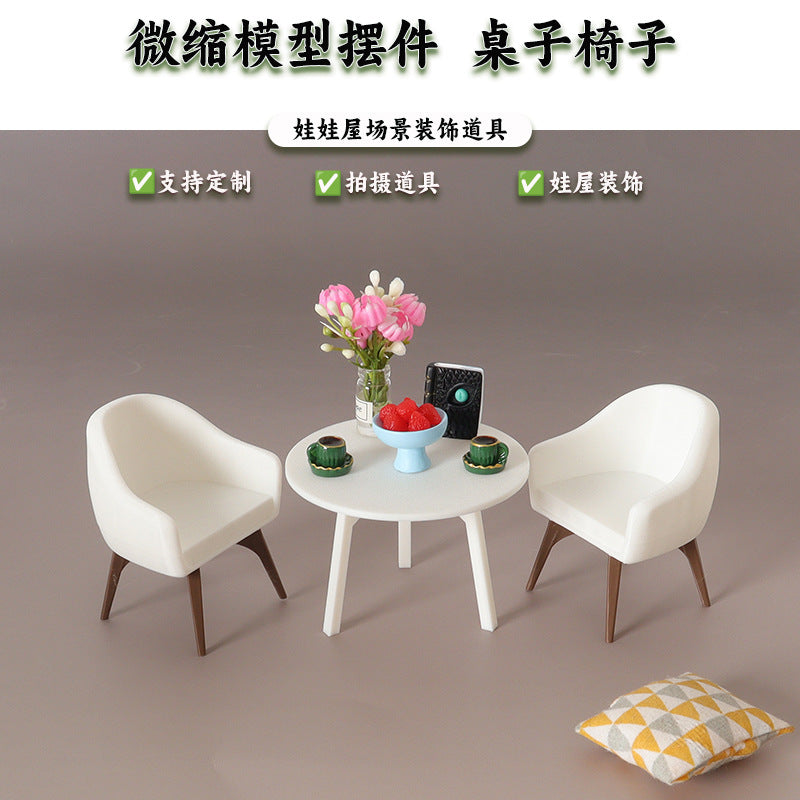 Miniature Dollhouse Dining Table and Chair Set for OB11 Dolls