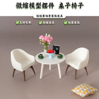 Miniature Dollhouse Dining Table and Chair Set for OB11 Dolls
